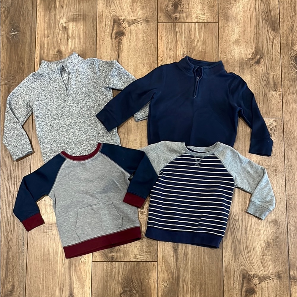 Kids Long Sleeve Shirt Set - Gray, Navy, and Striped